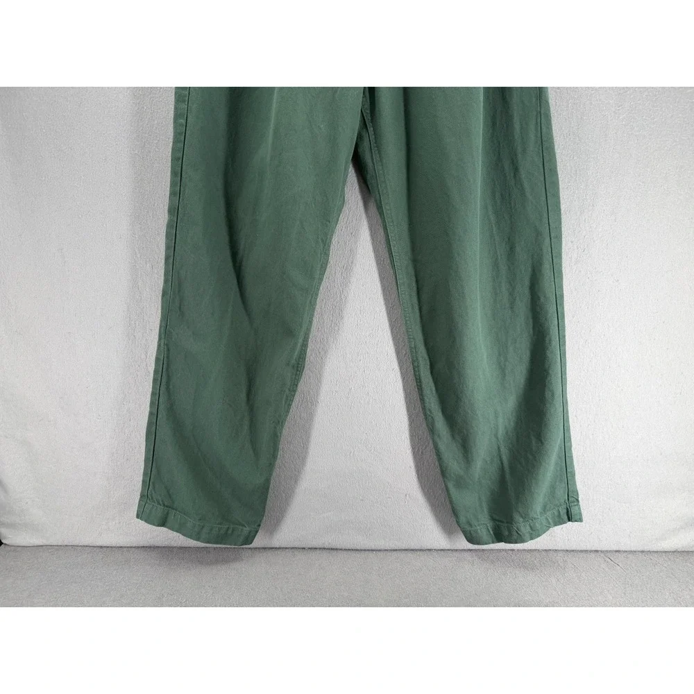Muji Pants Womens M Green Kapok Pleated High-Waist Trousers Tapered Minimalist - Picture 3 of 13